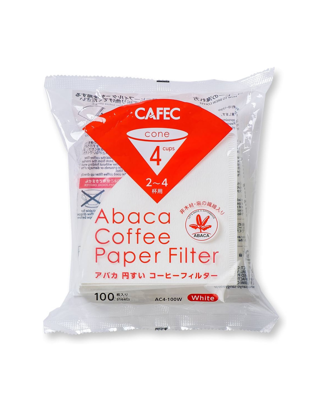 V60 Cafec Abaca Coffee Paper Filter AC4-100W