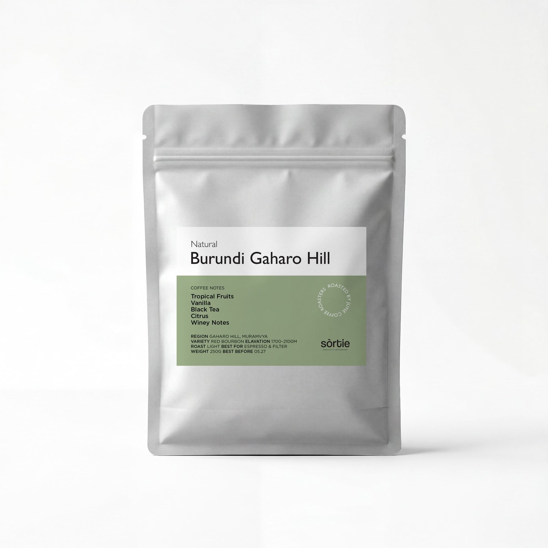 Sortie Burundi Gaharo Hill specialty coffee beans for espresso and filter.
